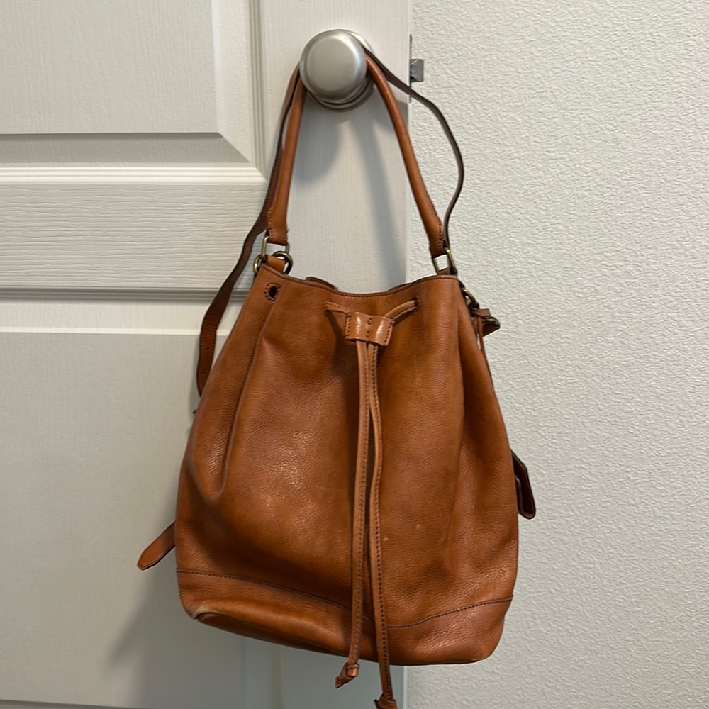 Madewell camel bucket bag